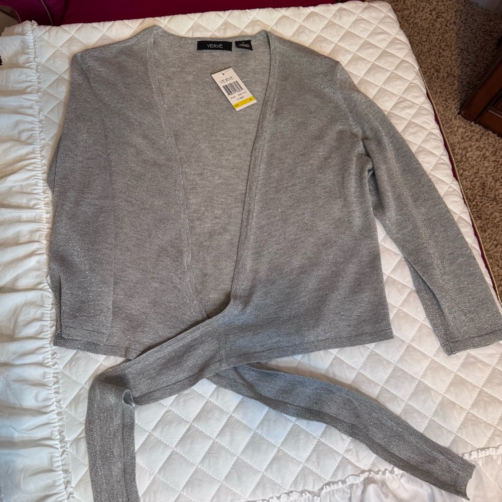 Silver Sparkle Verve Women’s Sweater Lightweight Size Medium New